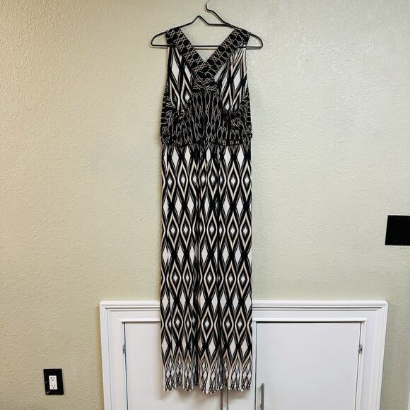 Soma Geometric Print Criss Cross Maxi Dress Sz XL Stretchy Multicolor Black Boho - Picture 10 of 10